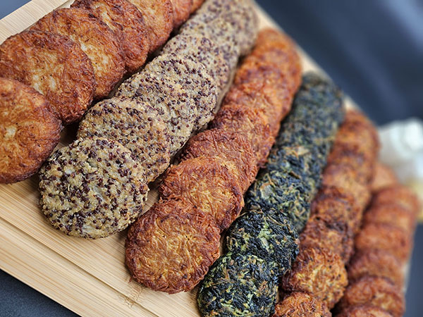 Board: Assorted Latkes Board - 48 Latkes ( 24 Potato, 12 Spinach, 12 Vegetable, 12 Quinoa)